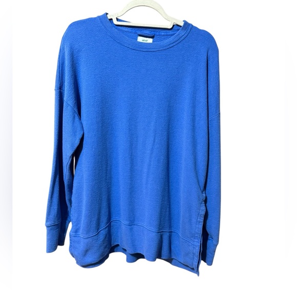 Aerie Blue Long Sleeve Lounge Top Soft Slouchy Pullover Sweatshirt Relaxed Fit S - Picture 1 of 12